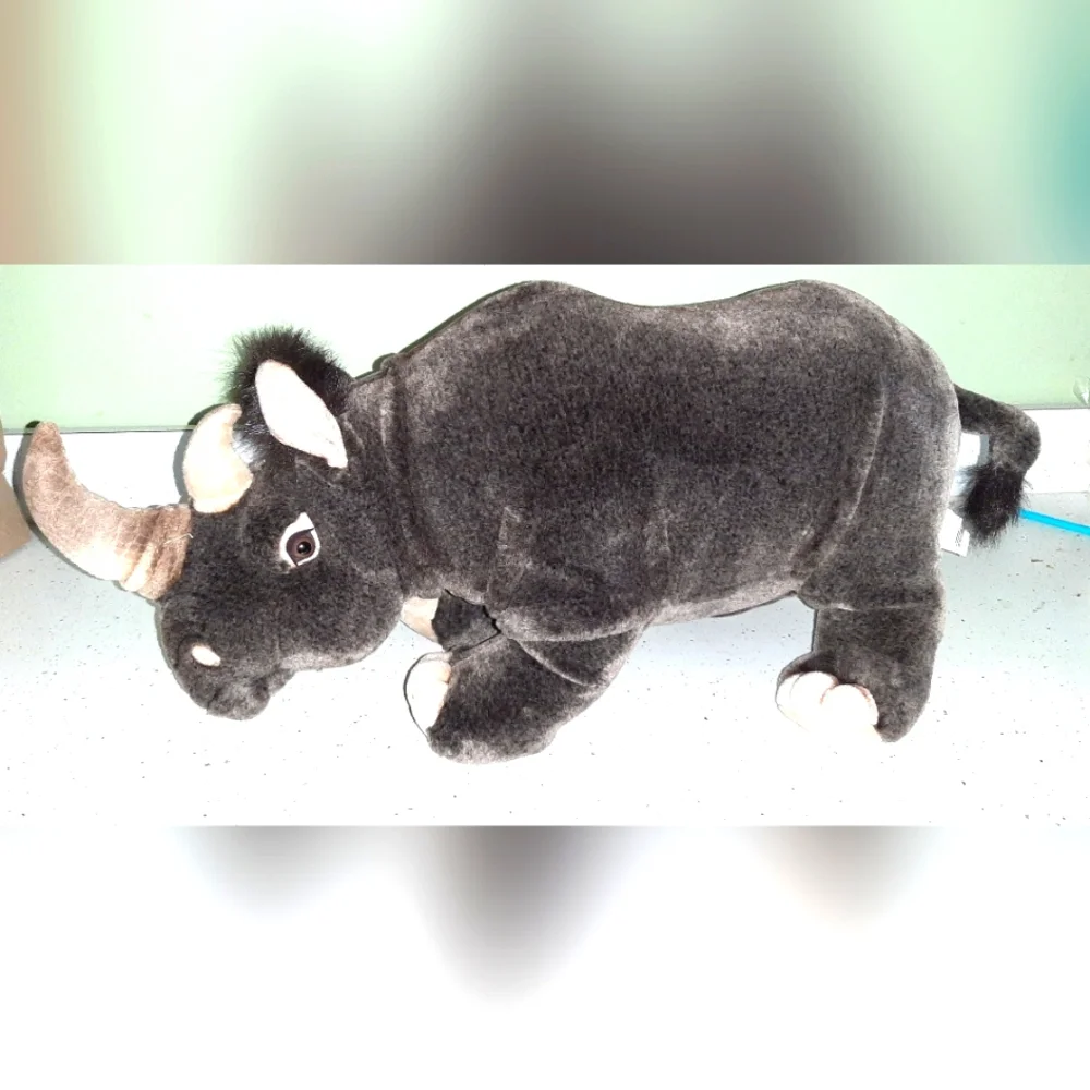 15" X 33.5" Stuffed Plush Rhinoceros - Picture 2 of 6